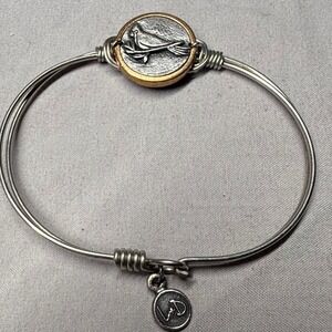 Luca + Danni Cardinal Bird Bangle Bracelet Silver Brass Two Tone USA Made